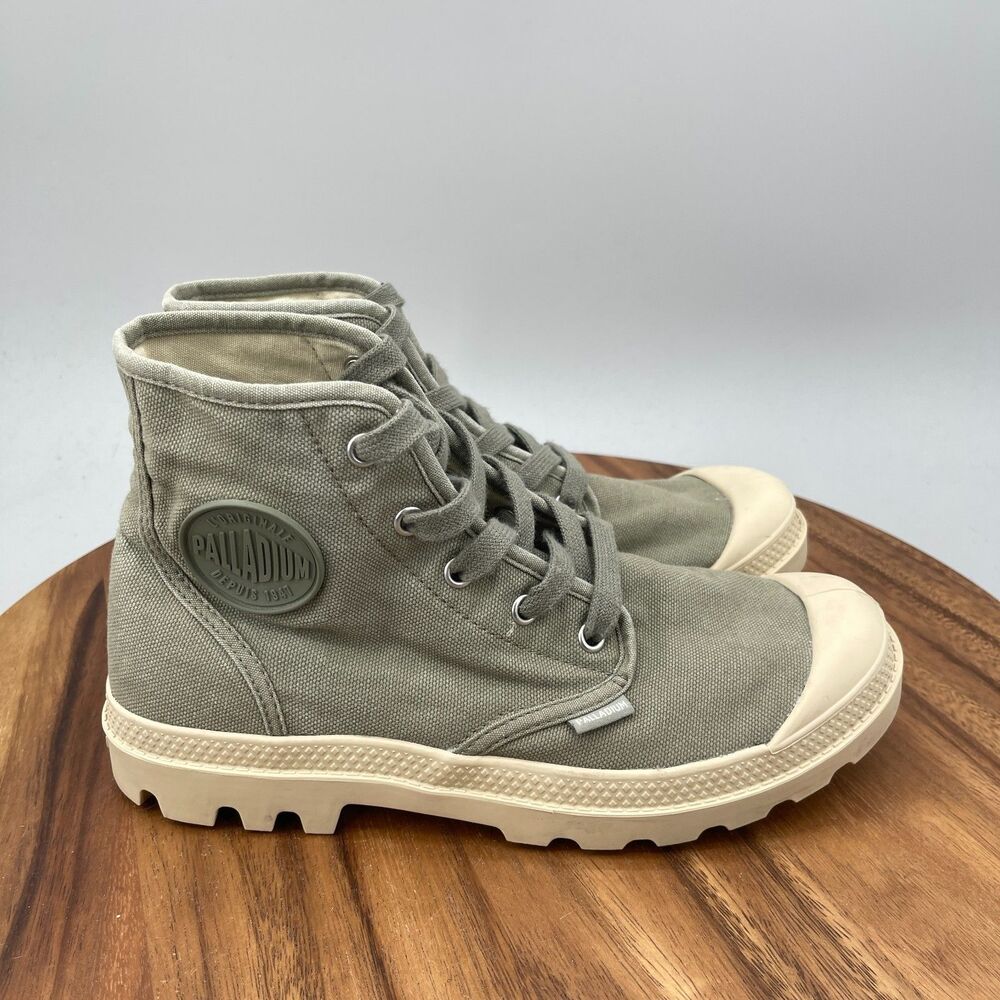 Palladium Pampa Hi Boots Womens Size 9 Green Canvas Combat Casual Booties